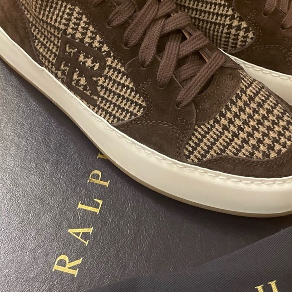 Ralph Lauren Fall 2022 Collection Brown Glen Plaid Jaemyn High Top Sneakers